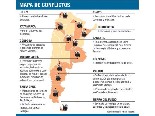 Riesgosa espiral de paros y conflictos en provincias