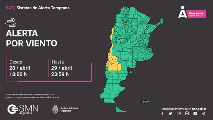Alerta por viento intenso en varias provincias. Alerta por viento intenso en varias provincias.