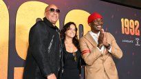 Vin Diesel y Michelle Rodríguez junto a Tyrese Gibson.