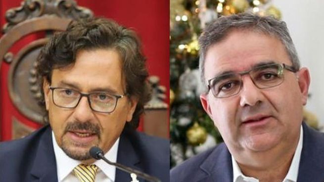 Gustavo Sáenz y Raúl jalil buscarán avanzar con la provincialización del Belgrano Cargas.