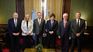 Gerardo Werthein, Karina Milei, Yamandú Orsi, Javier Milei, Mario Lubetkin y Gabriel Oddone.  Gerardo Werthein, Karina Milei, Yamandú Orsi, Javier Milei, Mario Lubetkin y Gabriel Oddone.
