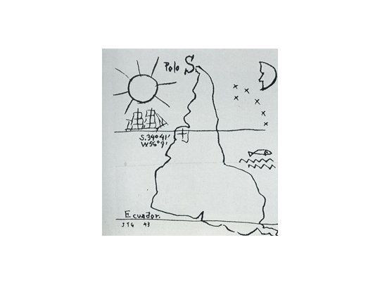«América invertida» (1943), dibujo de Joaquín Torres García que integra la muestra del Museo de la Universidad Tres de Febrero (Muntref).