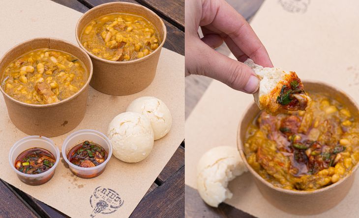 Locro artesanal ahumado, cocido lentamente a leña durante 8-12 horas. Locro artesanal ahumado, cocido lentamente a leña durante 8-12 horas.