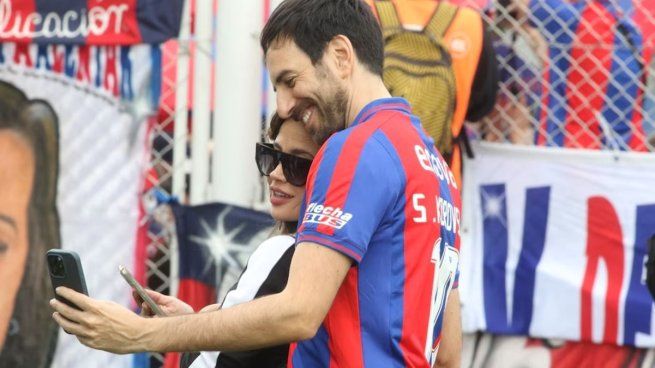 Korovsky junto a su pareja, Celeste Cid, en el Nuevo Gasómetro de San Lorenzo.