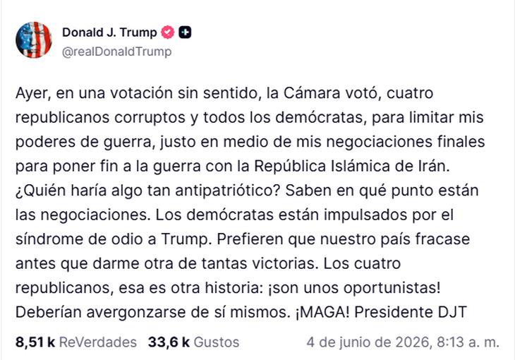 La respuesta de Trump a los congresistas. La respuesta de Trump a los congresistas.