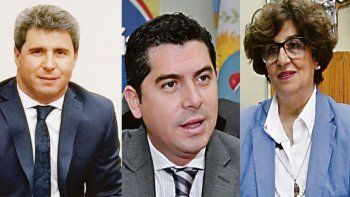 Sergio Uñac, Marcelo Orrego y Nancy Avelín