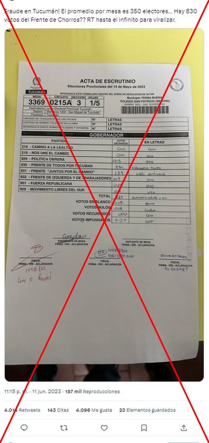 Captura de pantalla hecha el 13 de junio de 2023 de una publicación en Twitter. Captura de pantalla hecha el 13 de junio de 2023 de una publicación en Twitter.