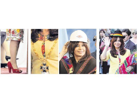 Aunque el vestido de la Presidente llevaba guardas de flores tejidas, un típico detalle del ajuar andino, Cristina de Kirchner no pudo deshacerse de los stilettos. Además, exhibió el Gran Collar, una condecoración que otorga el estado boliviano.En su viaje a Bolivia, vistió un ajuar autóctono de la cultura andina. Una chaqueta con ribetes similares a los del ya conocido saco de su par Evo Morales, y para completar un poncho y un sombrero tejido al mejor estilo colla.