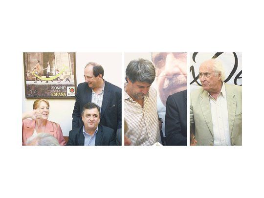 Margarita Stolbizer, Ernesto Sanz, Mario Negri, Alfonso  Prat  Gay y Fernando Pino Solanas, en la cabecera de Lalín el miércoles pasado.