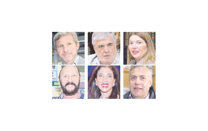 Rogelio Frigerio, Mario Das Neves, Roxana Bertone (arriba). Gildo Insfrán, Claudia Abdala y Alfredo Cornejo (abajo)