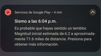 La alerta fue enviada a dispositivos Android.