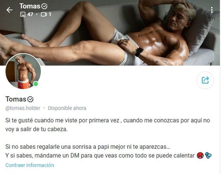 Fury in networks over Tomás Holder's OnlyFans. Fury in networks over Tomás Holder's OnlyFans.