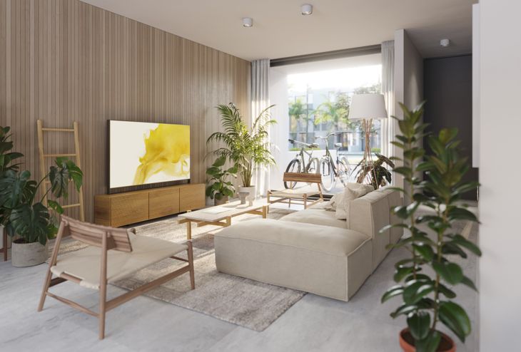 Render de una vivienda de un barrio próximo al agua Render de una vivienda de un barrio próximo al agua