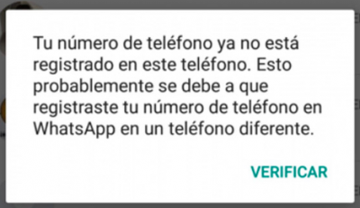 El mensaje que se recibe una vez que otra persona ingresó a la cuenta. El mensaje que se recibe una vez que otra persona ingresó a la cuenta.