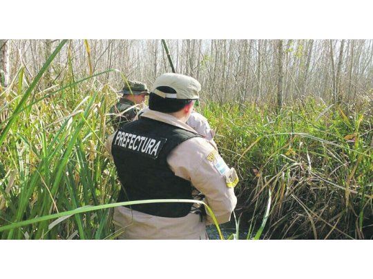 Búsqueda. La Prefectura realizó rastrillajes desde el agua y la tierra. La búsqueda ayer abarcó un radio de unos 200 kilómetros cuadrados.