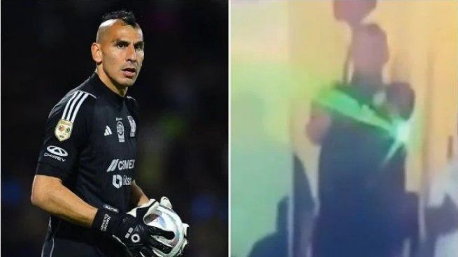 Nahuel Guzmán le apunto un rayo laser a Esteban Andrada