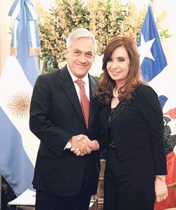La Presidente argentina se reunió con su par chileno en el Hotel Edén