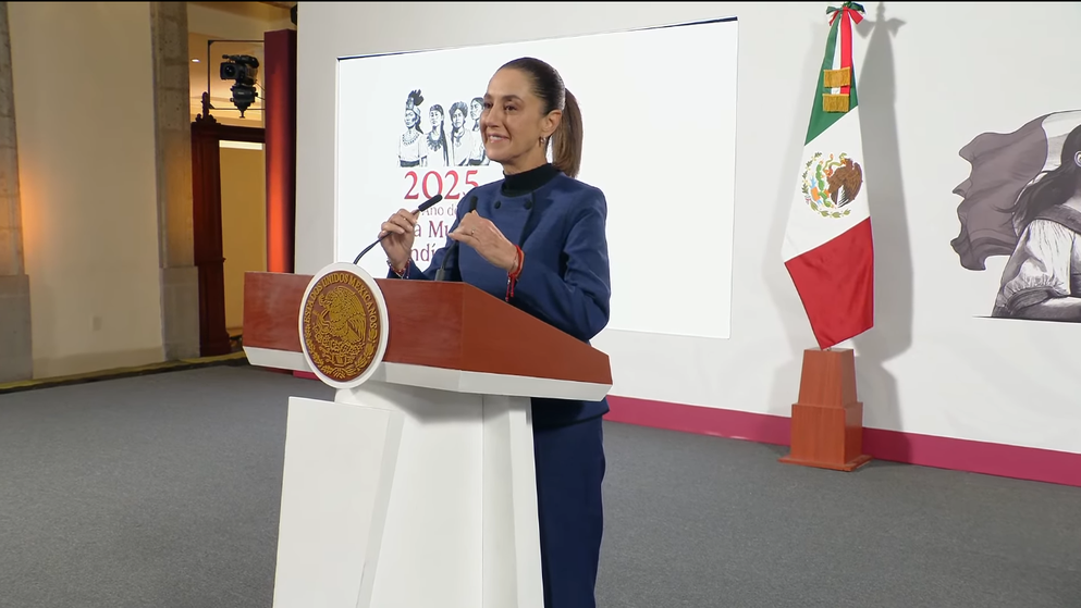 Claudia Sheinbaum en la Mañanera del Pueblo de este martes.