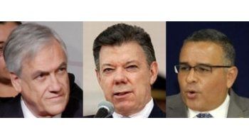El presidente de Chile, Sebastián Piñera, el de Colombia, Juan Manuel Santos, y el de El Salvador, Mauricio Funes.