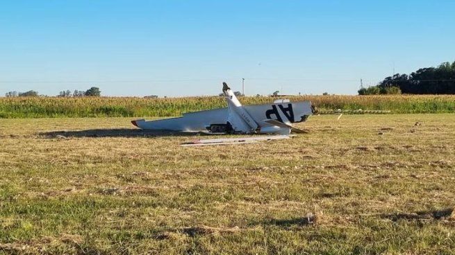 El lugar del accidente, en la pista del aeroclub de Pergamino.