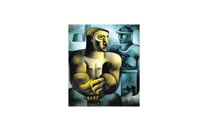 ámbito.com | “Figuras”, óleo sobre hardboard de 140 x 120 cm. de Pascual Di Bianco, que de una base de $70.000, logró un precio final de $192.585.