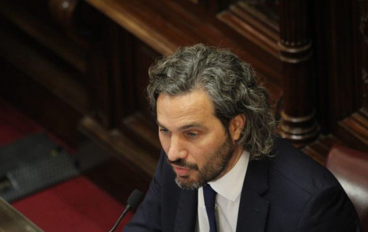 El Jefe de Gabinete, Santiago Cafiero, expone ante el Senado en una sesión infomativa.