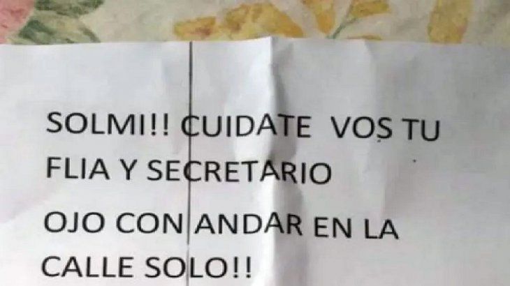 Uno de los mensajes anónimos que recibió Jorge Solmi por carta.