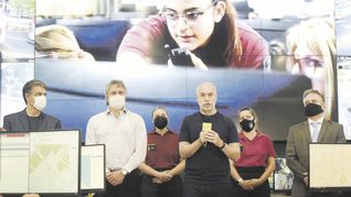 Seguridad. Jorge Macri, Felipe Miguel, Horacio R. Larreta y Marcelo D´Alessandro, ayer en la presentación del Mapa del Delito.