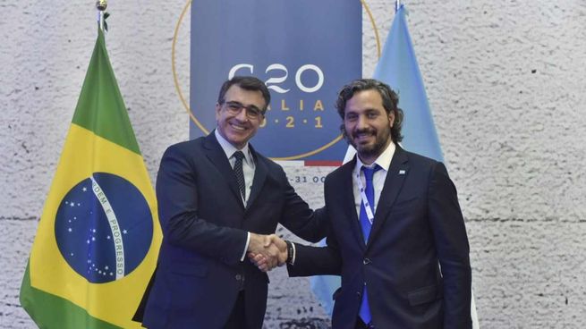 Carlos França, canciller de Brasil, junto a Santiago Cafiero.