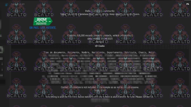 La organización de cibercrimen Birmingham Cyber Arms LTD hackeó los datos de Sucive. 
