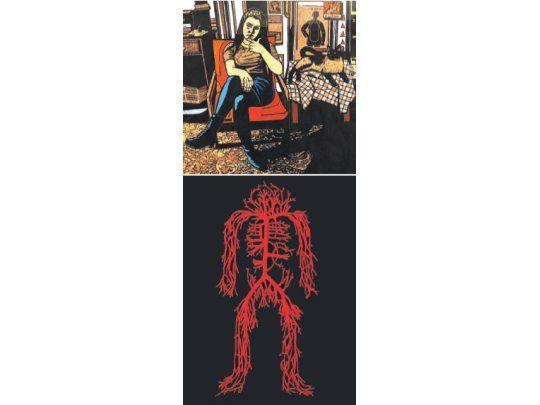 Arriba, las obras que recibieron el Gran Premio Adquisicion en Grabado (María Inés Tapia Vera) y Cerámica (Guillermo Mañé). y abajo, la de Lucía Marchi que obtuvo el Segundo Premio en arte textil.