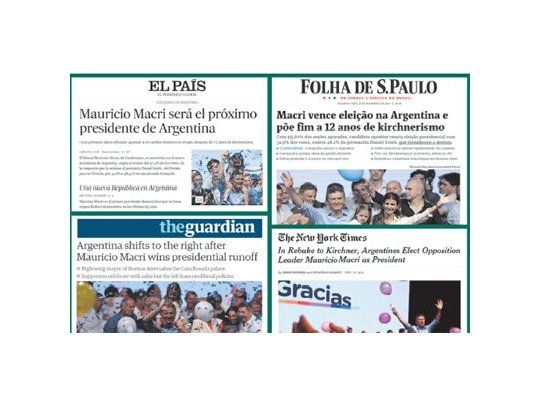 La elección de Mauricio Macri  acaparó grandes titulares en Reino Unido y Estados Unidos, aunque con más fuerza en los países hispanoparlantes.
