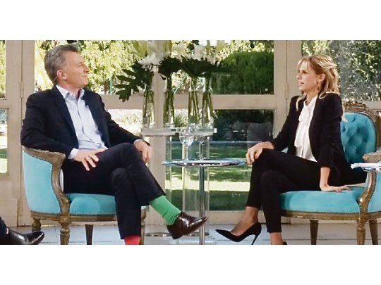 Entrevista. Mauricio Macri y Mariana Fabbiani, quien entrevistó ayer al Presidente para su programa televisivo.