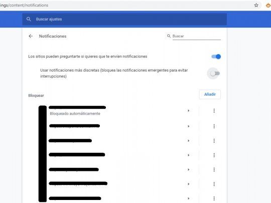 Así se ve la pantalla de configuración de notificaciones de Google