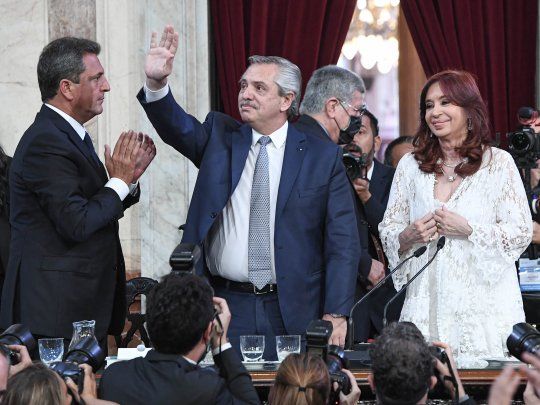 Sergio Massa, Alberto Fernández y Cristina Fernández de Kirchner.