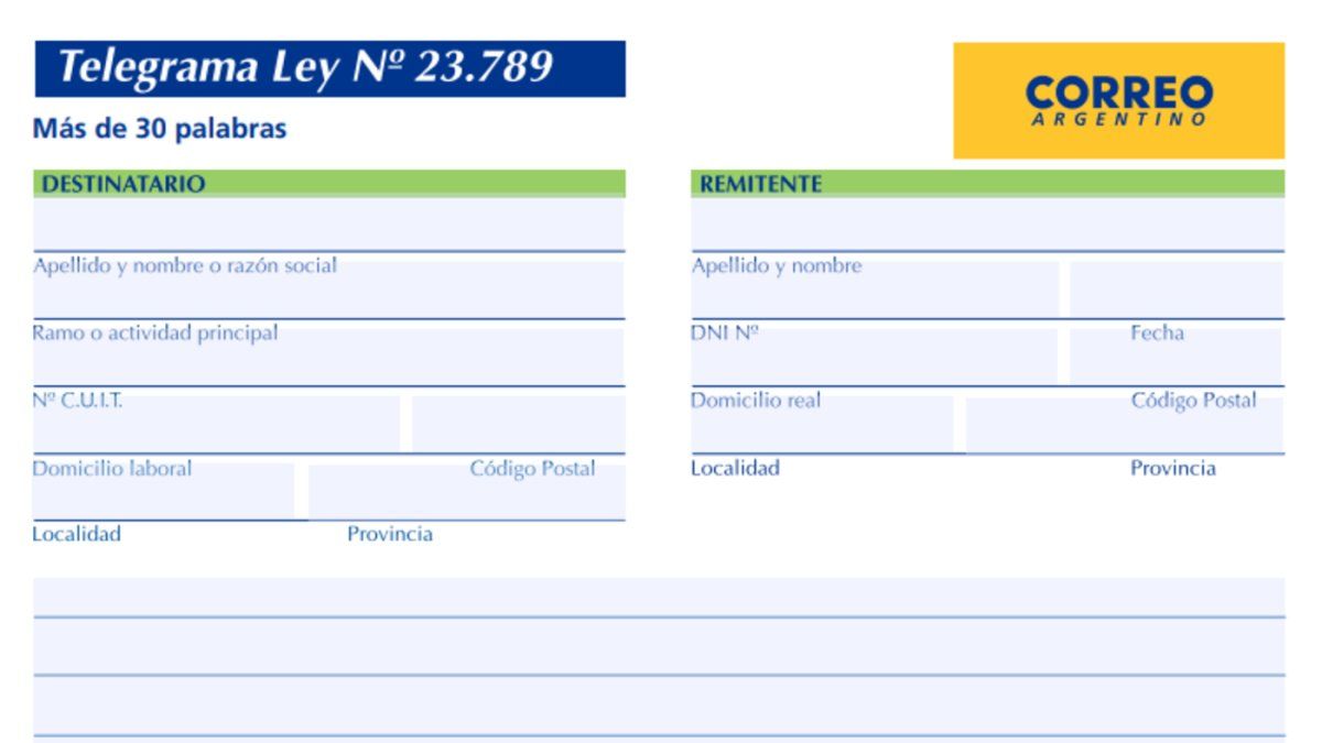 Correo Argentino enabled a service to send document letters and telegrams online