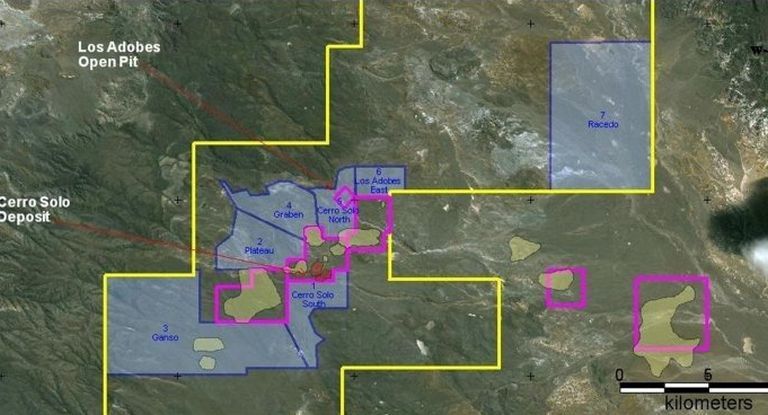 Un mapa que detalla áreas mineralizadas de uranio en la cuenca de San Jorge.