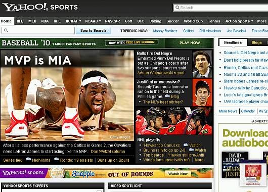 Yahoo Sports, entre los de Deportes.