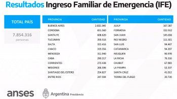 Gr&aacute;fico que muestra la repartici&oacute;n del IFE seg&uacute;n provincia.