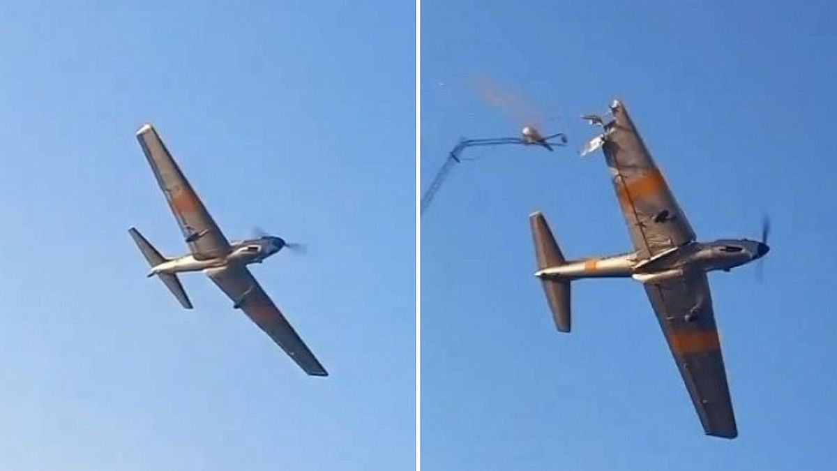 Impresionante: una avioneta realizaba acrobacias y terminó chocando contra una antena