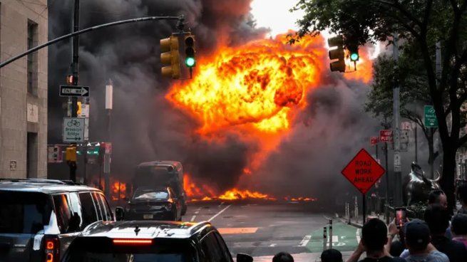 Alarma en Nueva York: un auto se Incendio y explotó en Manhattan.