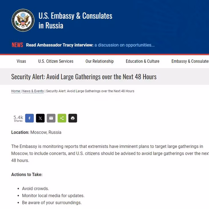 The document released by the United States embassy in Russia. The document released by the United States embassy in Russia.