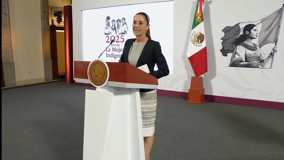Claudia Sheinbaum en la Mañanera del Pueblo de este viernes.