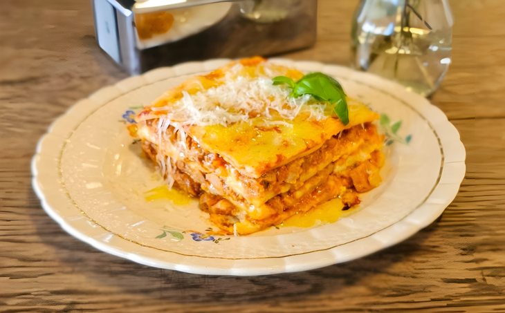 Tribute to the nonna with pork ragu, creamy bechamel and a golden sparrow of Parmigian who conquers from the view. Tribute to the nonna with pork ragu, creamy bechamel and a golden sparrow of Parmigian who conquers from the view.