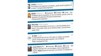 ámbito.com | Algunos twits apelaron a viejas rencillas entre argentinos y españoles.