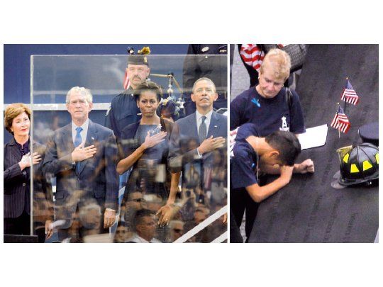 Blindados ante posibles atentados, George W. Bush, Barack Obama y sus respectivas esposas rindieron homenaje a víctimas en el Ground Zero. Todo fue dolor y emoción para el pueblo norteamericano ayer.