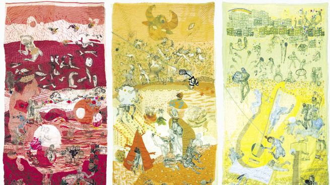 el jardín de las delicias. Tres de los siete paneles de Noël Loeschbor.