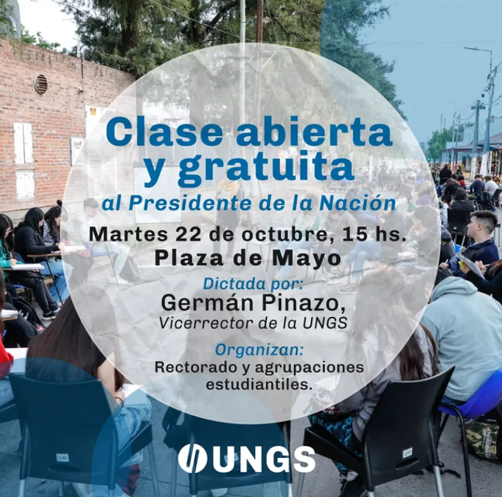 La clase pública se llevará a cabo el martes 22 de octubre desde las 15hs. 