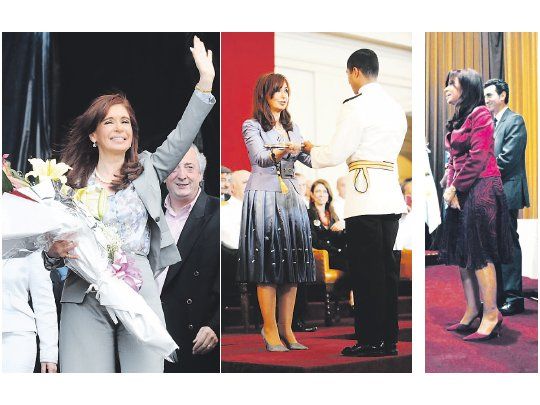 Pese a que Cristina de Kirchner suele vestir faldas y escotes cuando se presenta ante un público en su mayoría masculino, en el festejo por el Día del Camionero sorprendió con un estilo poco  femenino; Para participar de la graduación en el Colegio Militar, Cristina de Kirchner usó un vestido demasiado llamativo y dejó de lado la sobriedad por la que se inclinaba en cada encuentro con militares. Repitió la estridencia en el acto de entrega de viviendas a suboficiales de las Fuerzas Armadas.