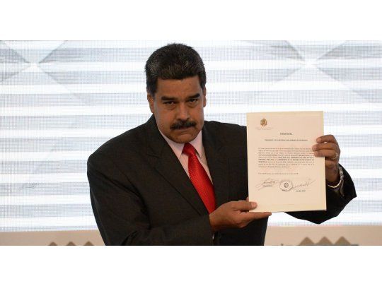Nicolás Maduro, durante el acto en el que fue proclamado presidente reelecto.
